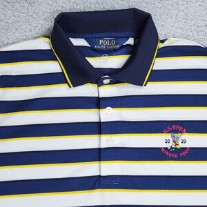 U.S. Open Winged Foot Polo Ralph Lauren Polo Shirt Mens Medium Blue Striped Golf